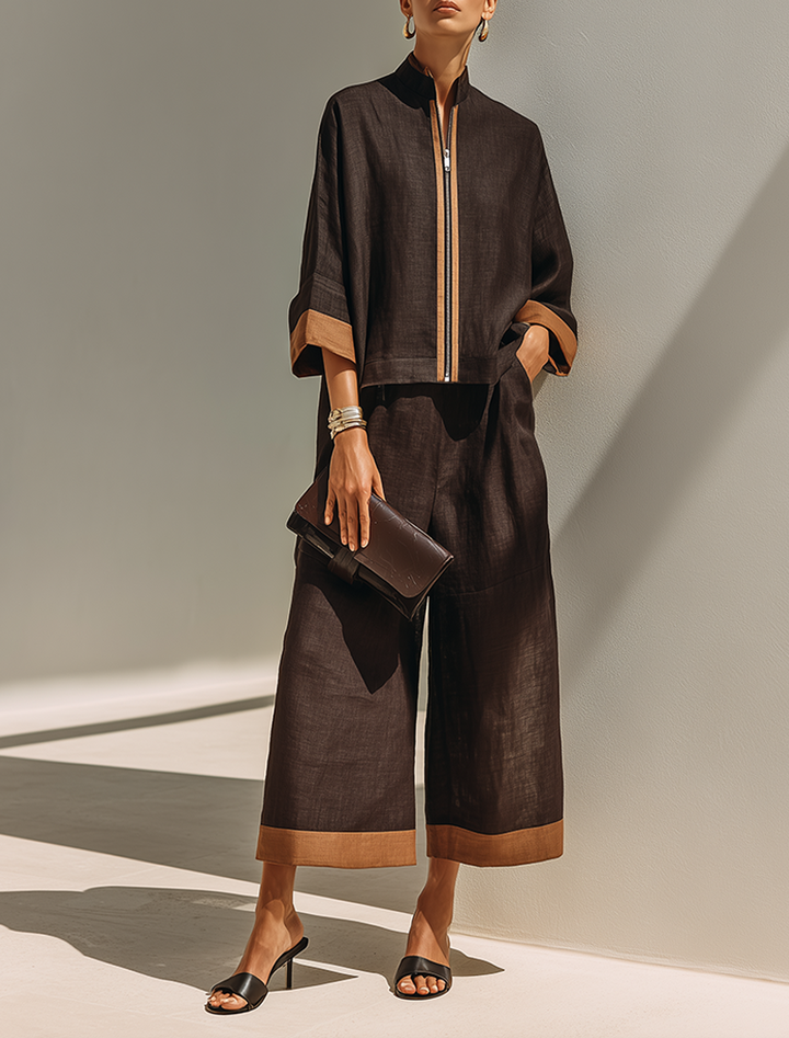 Women's Top & Cropped Wide Pants Set