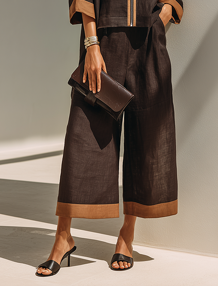 Women's Top & Cropped Wide Pants Set