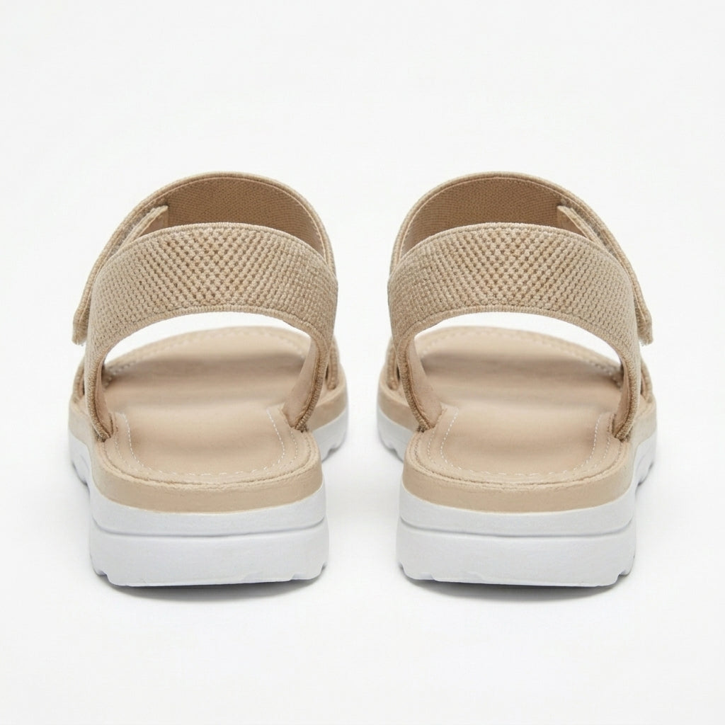 Beige Elastic Strap Platform Sandals Summer
