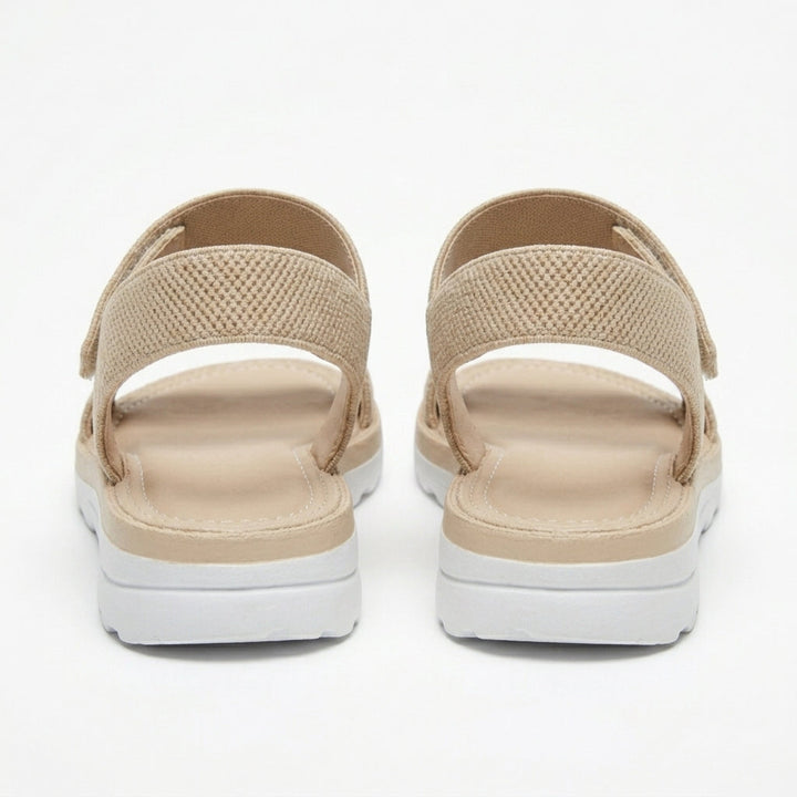 Beige Elastic Strap Platform Sandals Summer