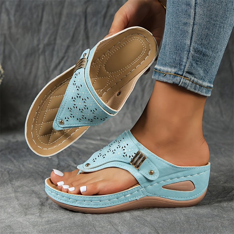 Platform wedge flip-flops adorned with pearls for women Montarello