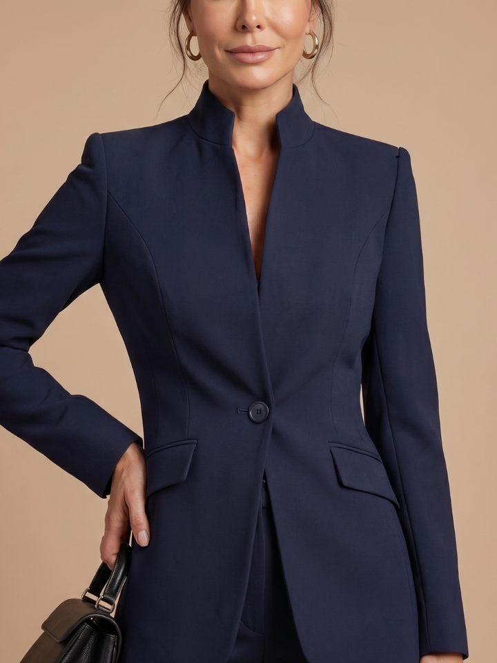 Delta Structured Stand Collar Tailored Suit - Elena Harper