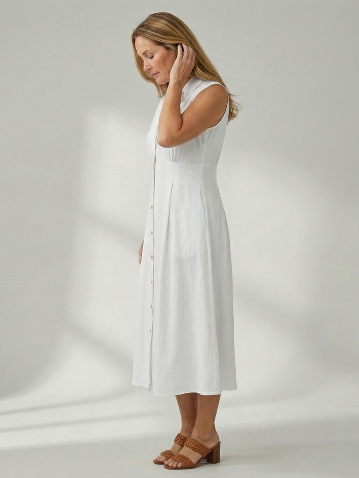 Women's Stack Button Midi Dress – Effortless Style