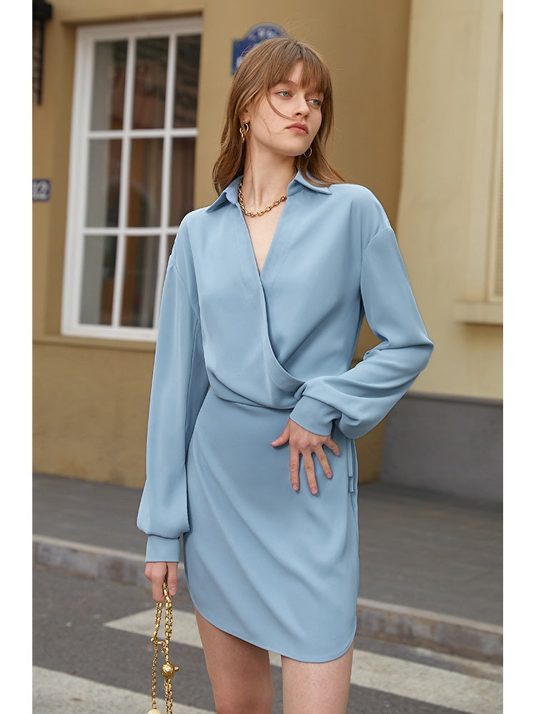 Chic Belted Shirt Mini Dress