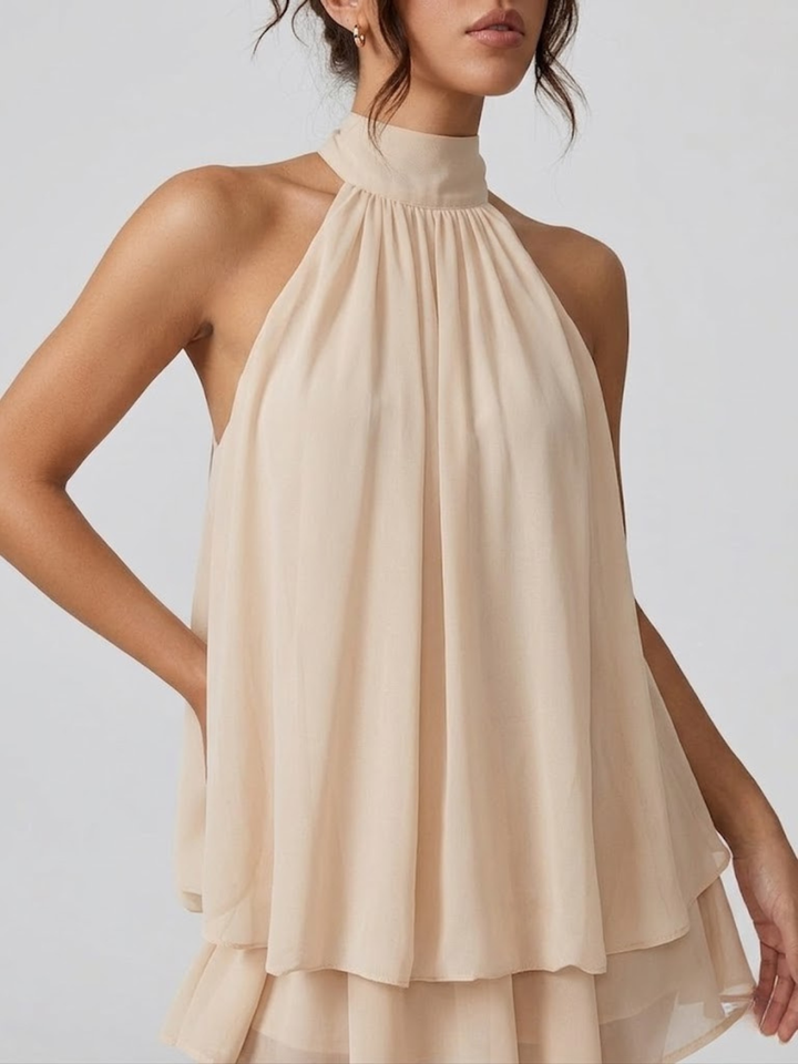 Short Women's Dress Backless Halter Neck – Ruffled Summer Dress