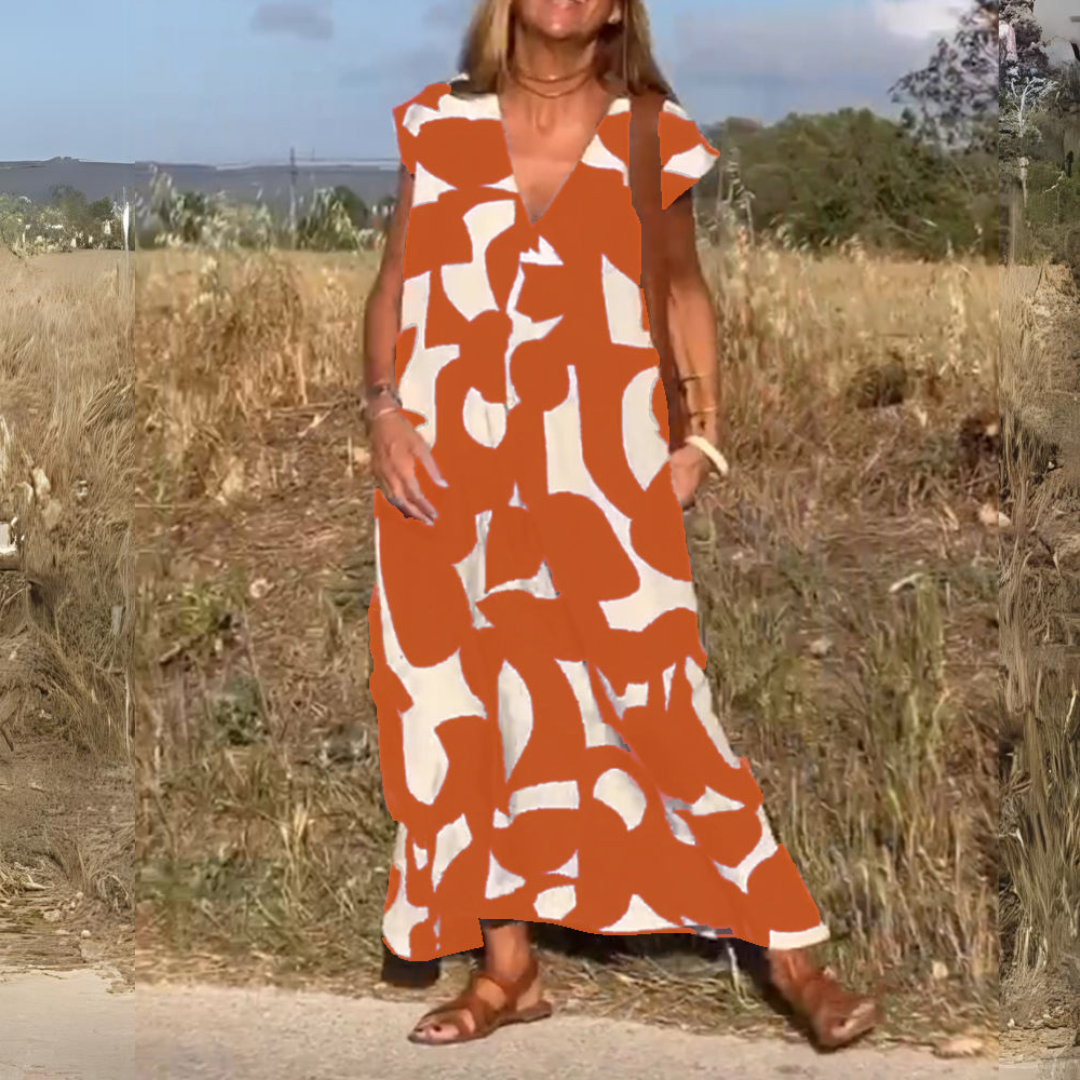 Elena™  |  Printed Dress V-neck