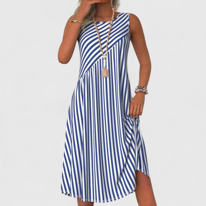 Women's Sophisticated Striped Summer Dress - Versatile Style