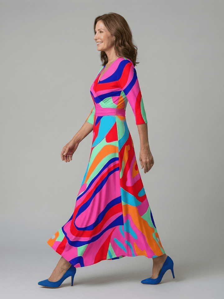 Celine™ wrap neck midi dress by Emma & Rose Cape Town featuring a fitted silhouette and elegant design.