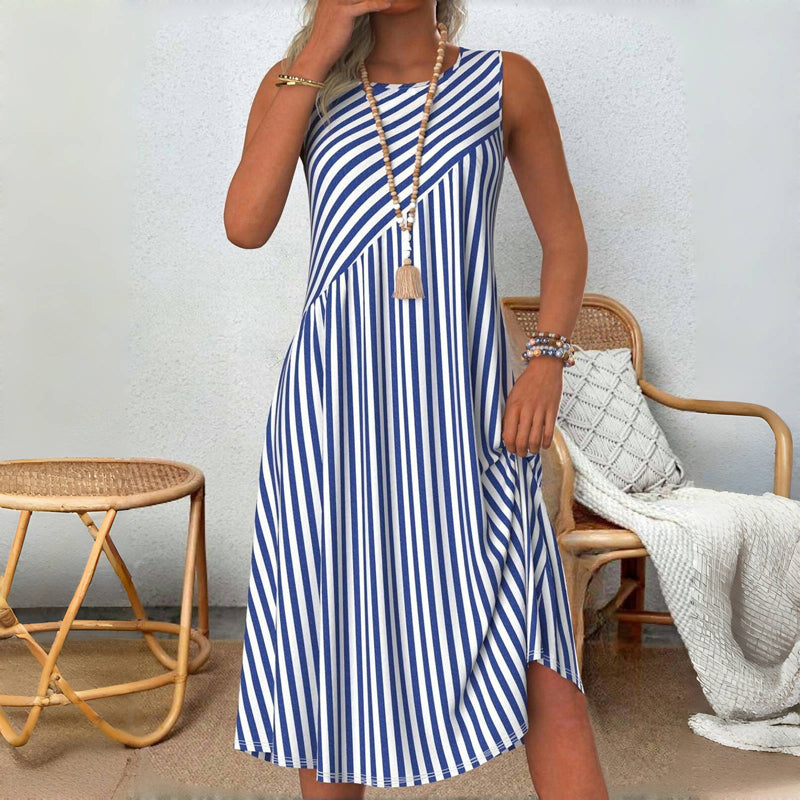 Emeely Sleeveless casual dress with striped pattern - Elena Harper