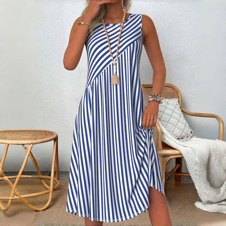 Emeely Sleeveless casual dress with striped pattern - Elena Harper