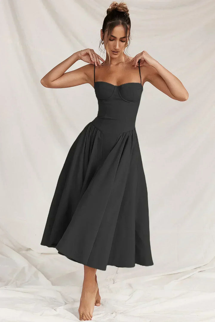 Elara Strap Dress with Corset, view 10 - Elena Harper