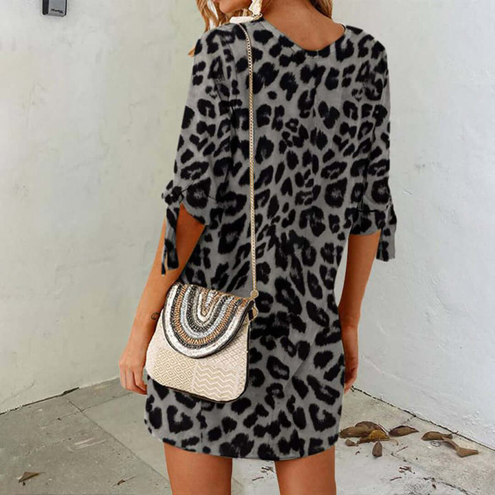 Leopard Print Mini Dress Summer Dress, view 5 - Elena Harper