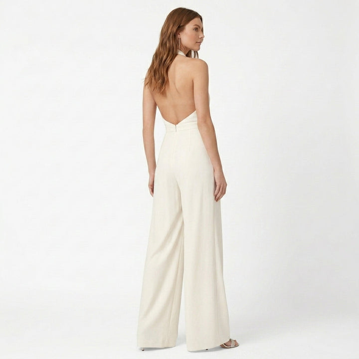 Deep V Neck Wide Leg Jumpsuit Evening Occasion Outfit