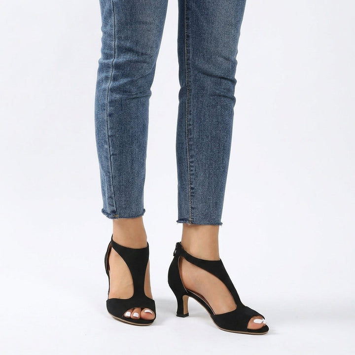 Black Orthopedic Heeled Sandals Comfortable Block Heel Summer
