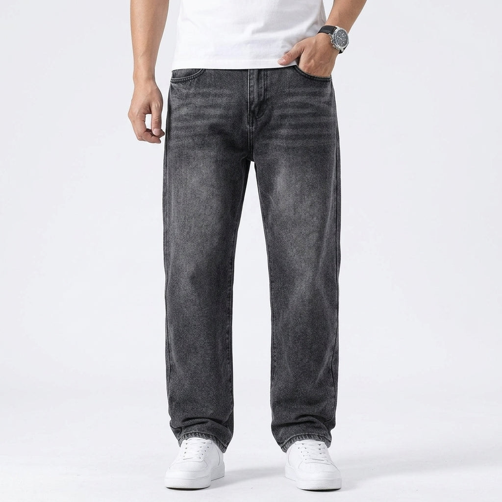 Straight Leg Casual Denim Jeans Trousers For Men