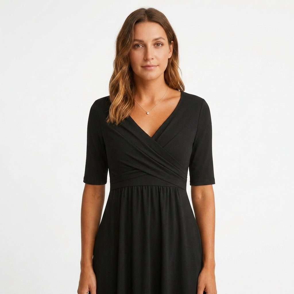 A Line Black Midi Dress Evening