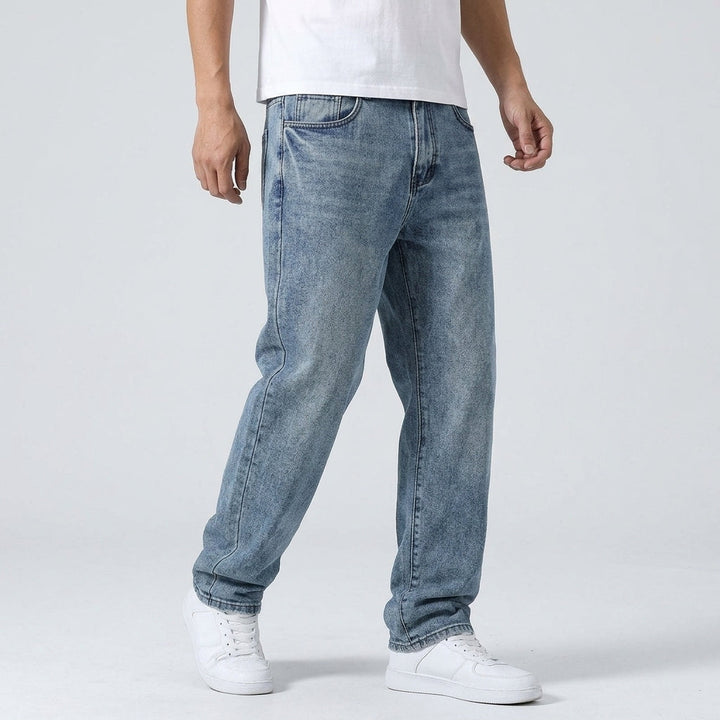 Straight Leg Casual Denim Jeans Trousers For Men