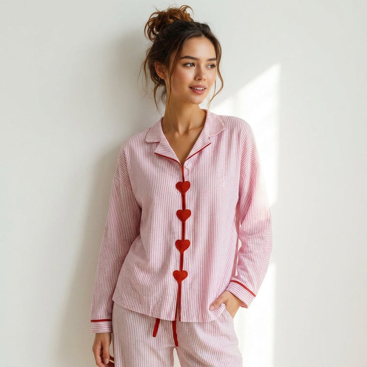 Pajama Set Two Piece Heart Button Lounge Set