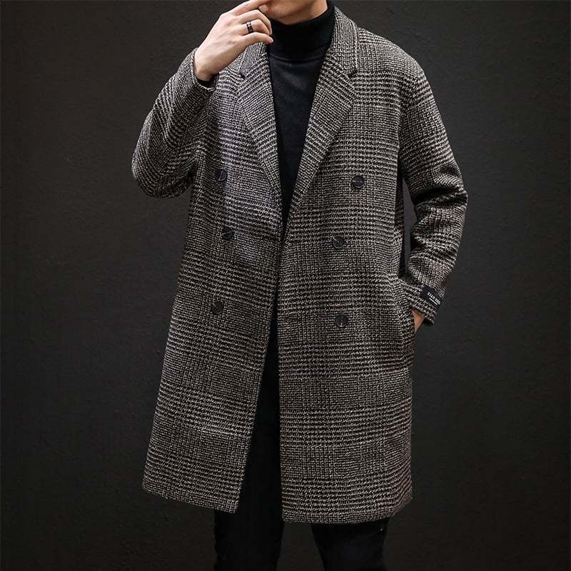 Men's wool effect coat with classic pattern - Ervahn