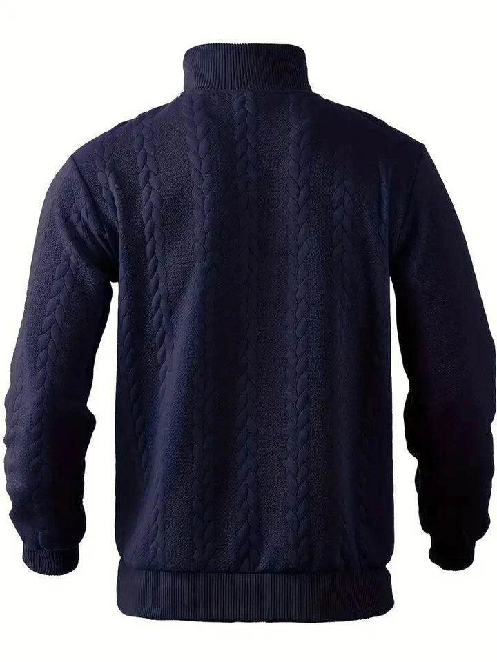 Brit & Boho™️ | Casual Jacquard Quarter-Zip Pullover
