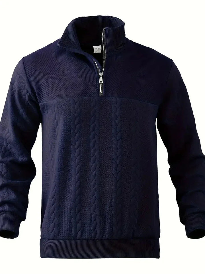 Brit & Boho™️ | Casual Jacquard Quarter-Zip Pullover