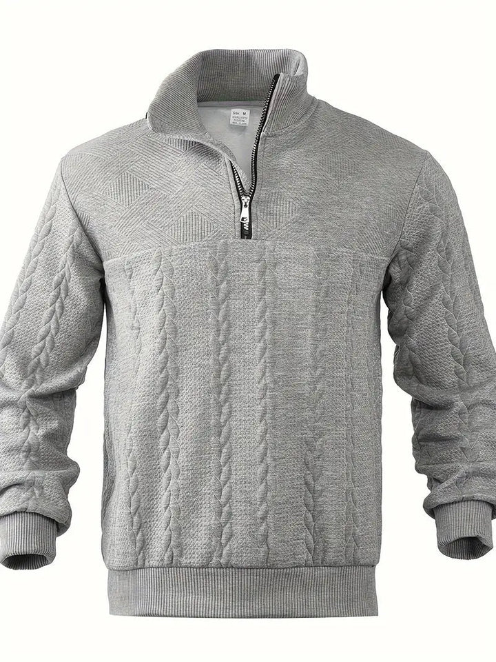 Brit & Boho™️ | Casual Jacquard Quarter-Zip Pullover
