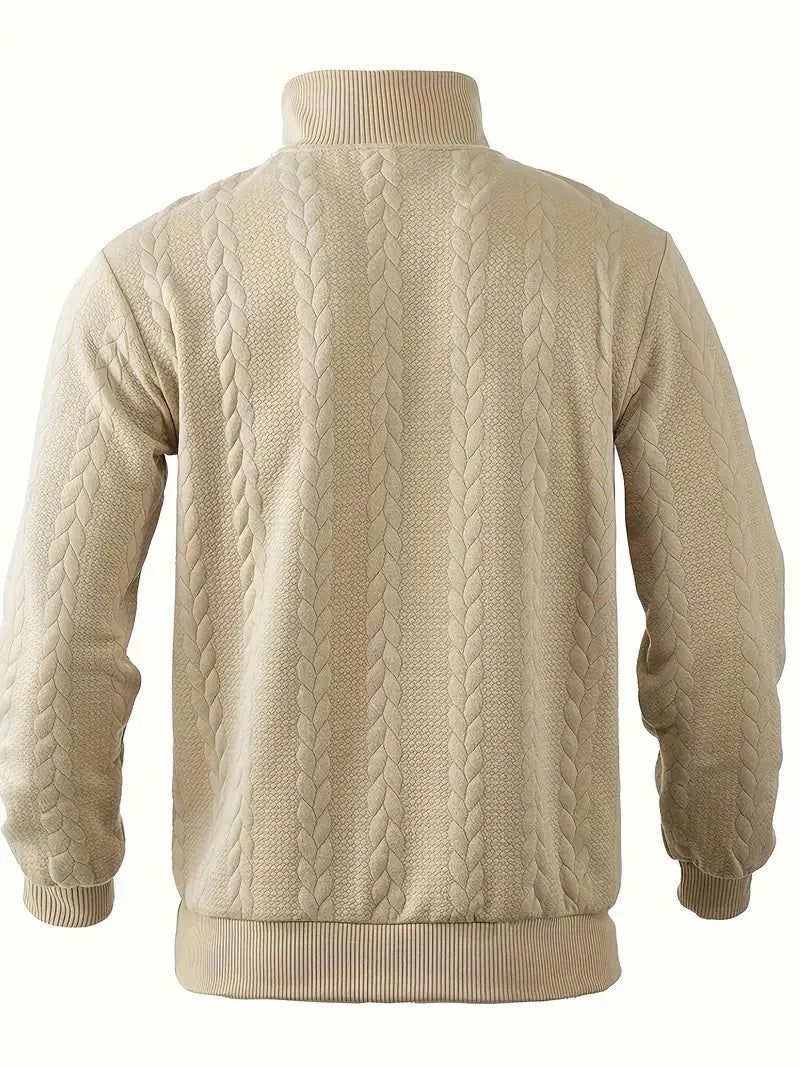 Brit & Boho™️ | Casual Jacquard Quarter-Zip Pullover