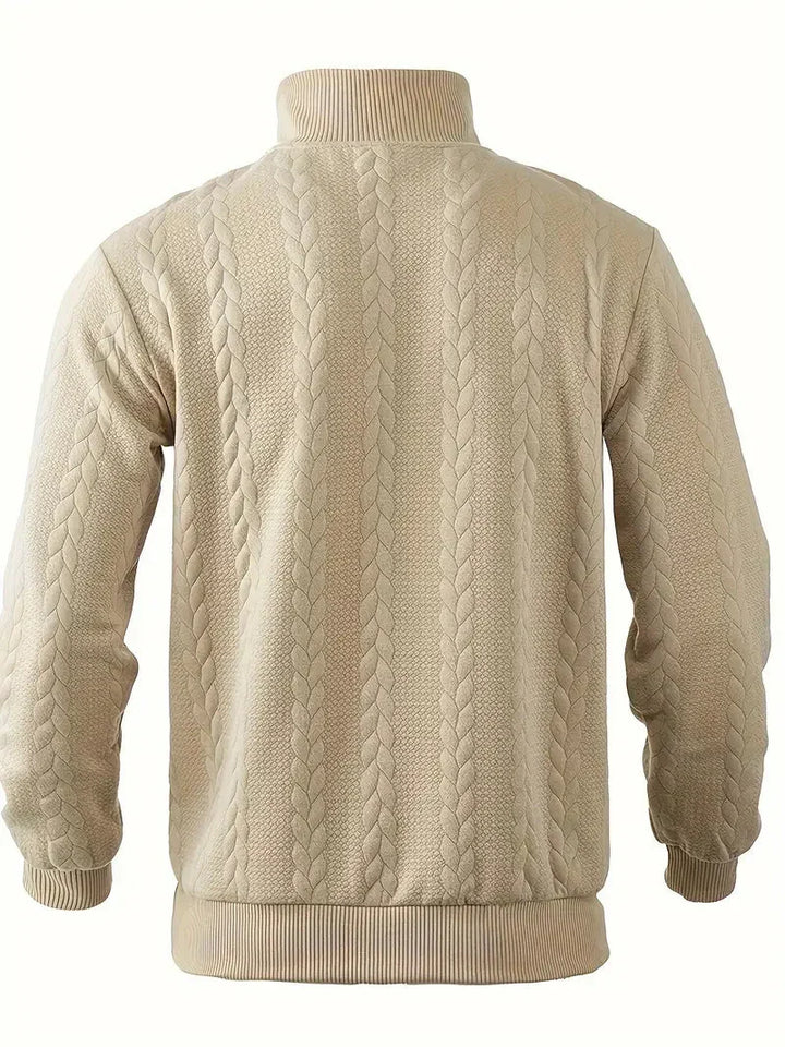 Brit & Boho™️ | Casual Jacquard Quarter-Zip Pullover