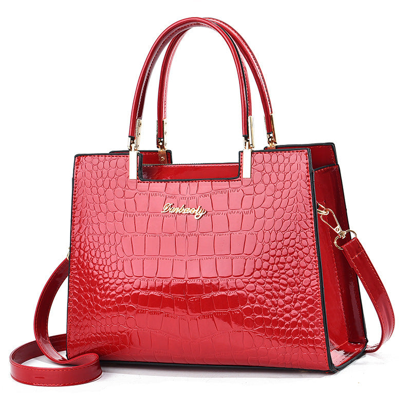 Women's Textured Fabric Bag with Embossed Pattern