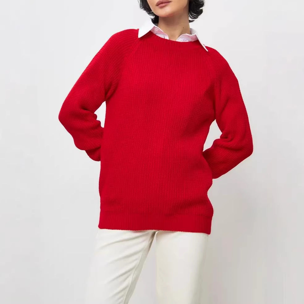 Women's Solid Knit Sweater - Comfortable and Warm Fit