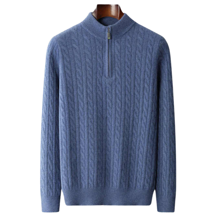 Emma & Rose cashmere woven half-zip sweater — premium knitwear