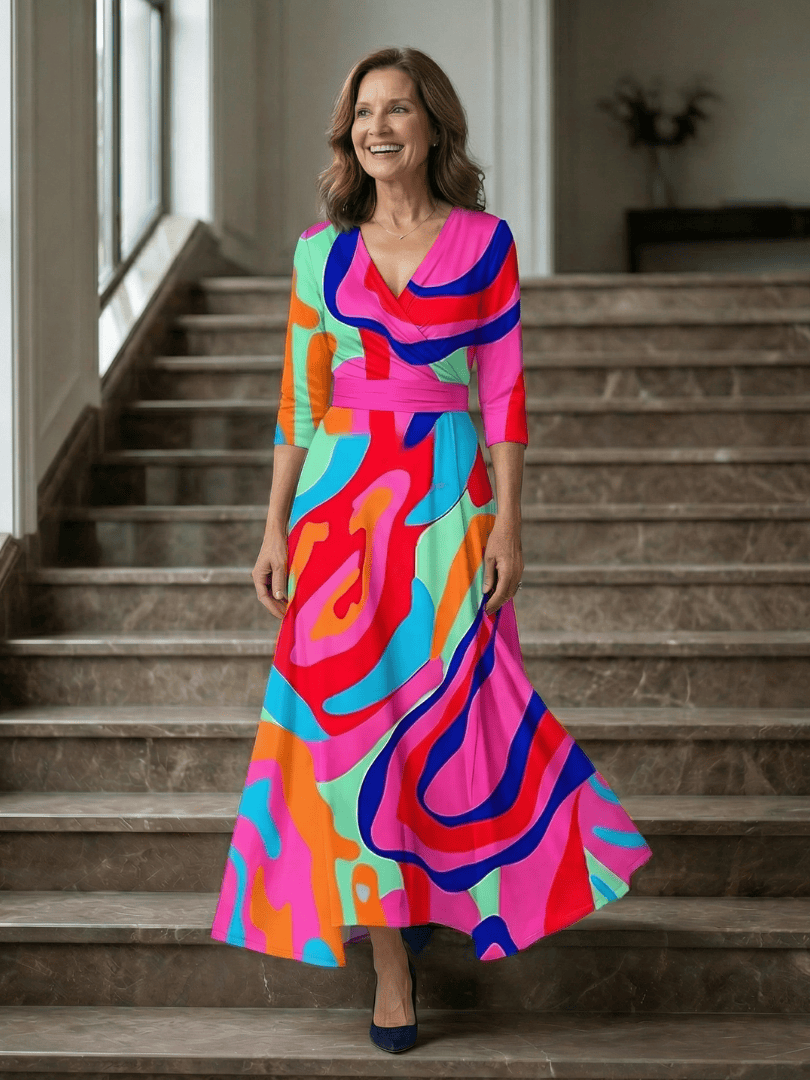 Celine™ wrap neck midi dress by Emma & Rose Cape Town, featuring a stylish midi length and elegant wrap neckline.