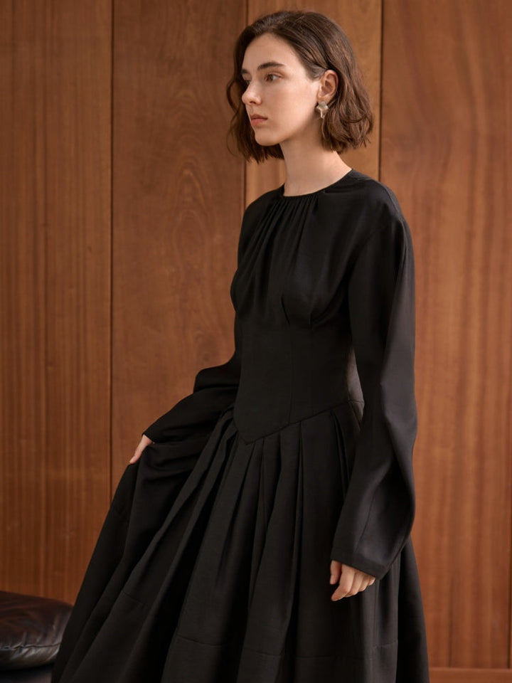 Parisian Pleated Midi Dress, view 5 - Elena Harper