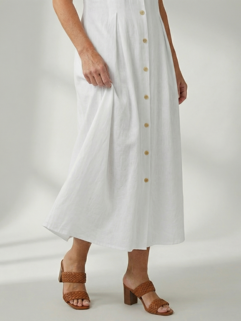Women's Stack Button Midi Dress – Effortless Style