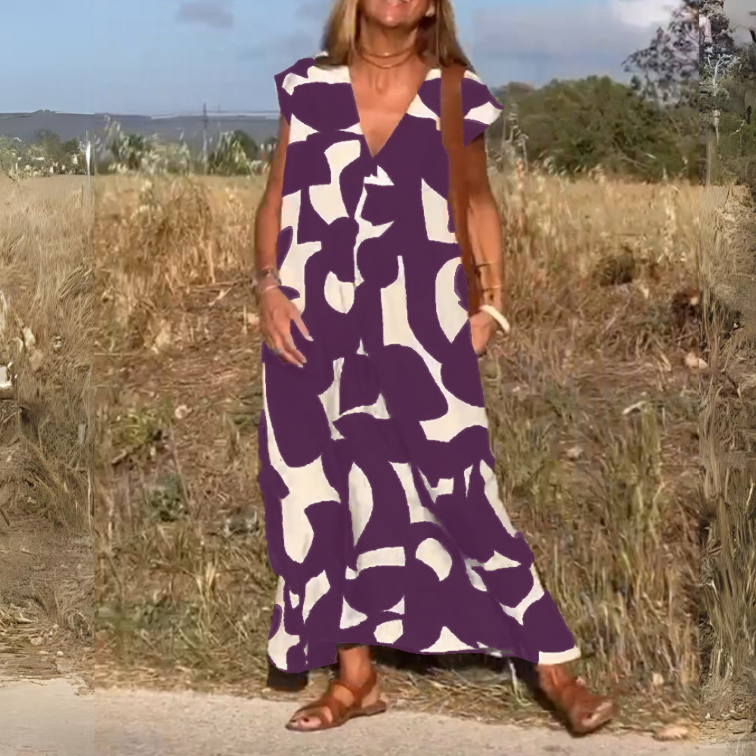 Elena™  |  Printed Dress V-neck