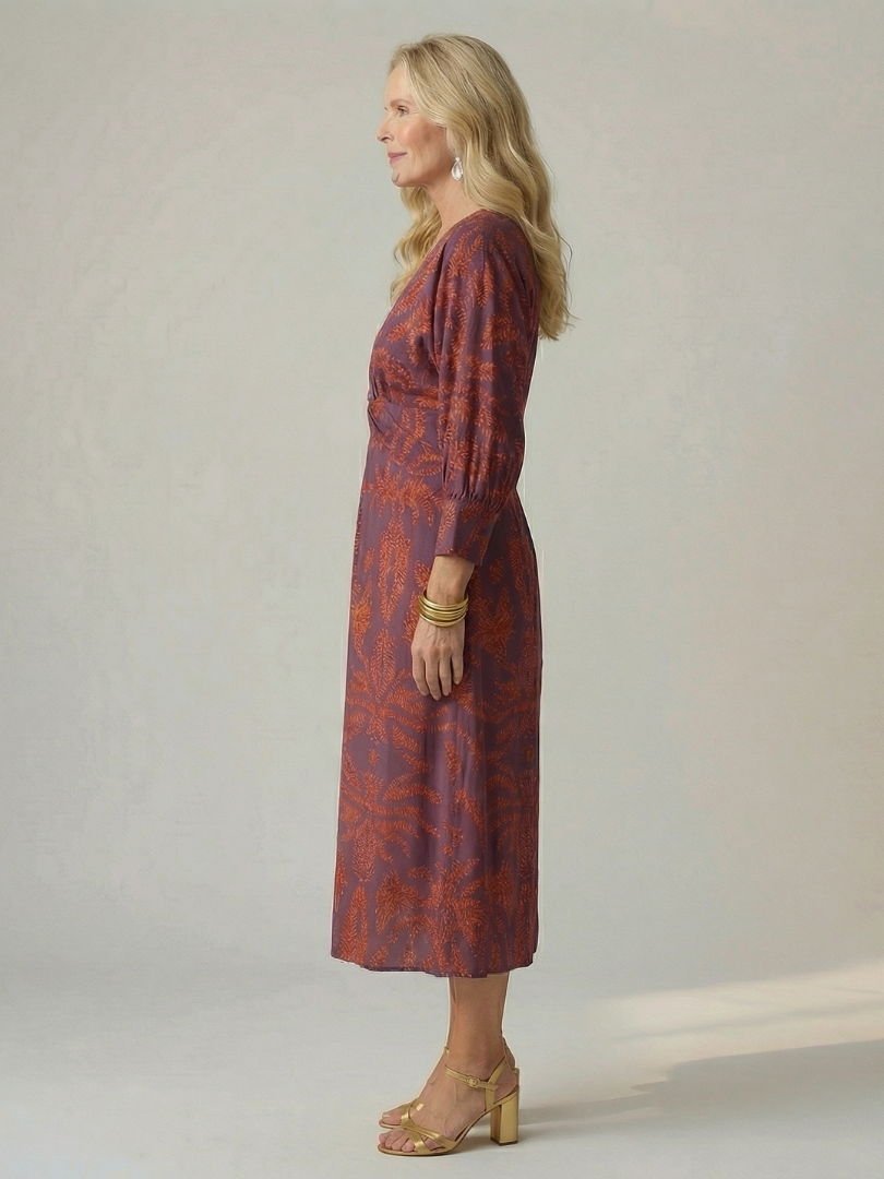 Natural Midi Wrap Dress for Women - Soft and Flattering