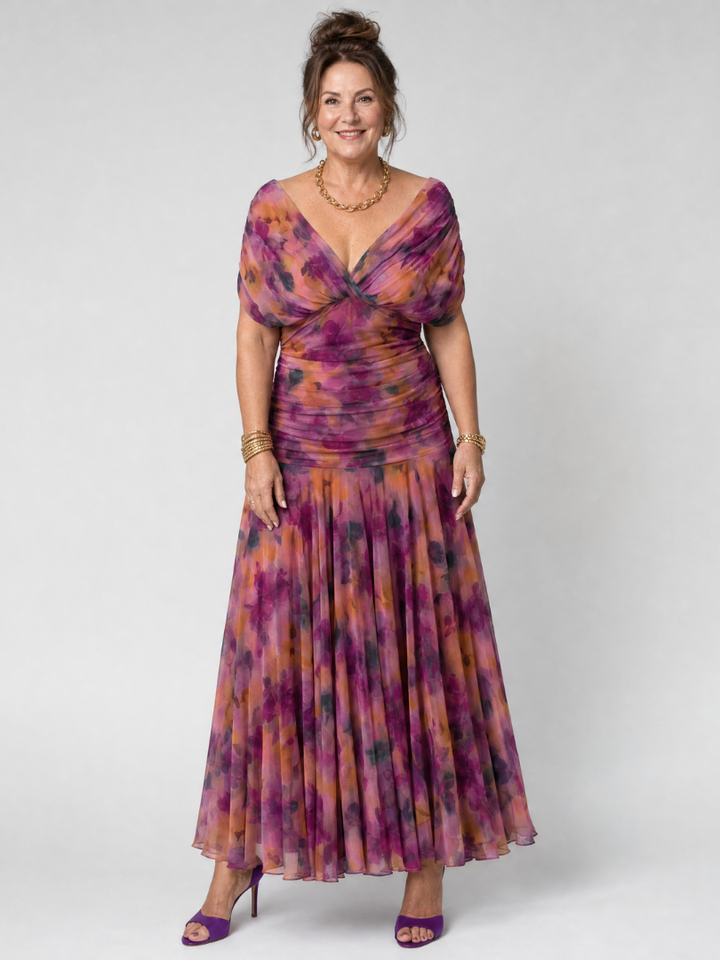 Midi dress for women with off-the-shoulder design - Fluid and romantic