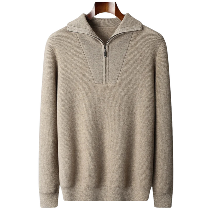 Emma & Rose cashmere half-zip sweater — premium winter knitwear