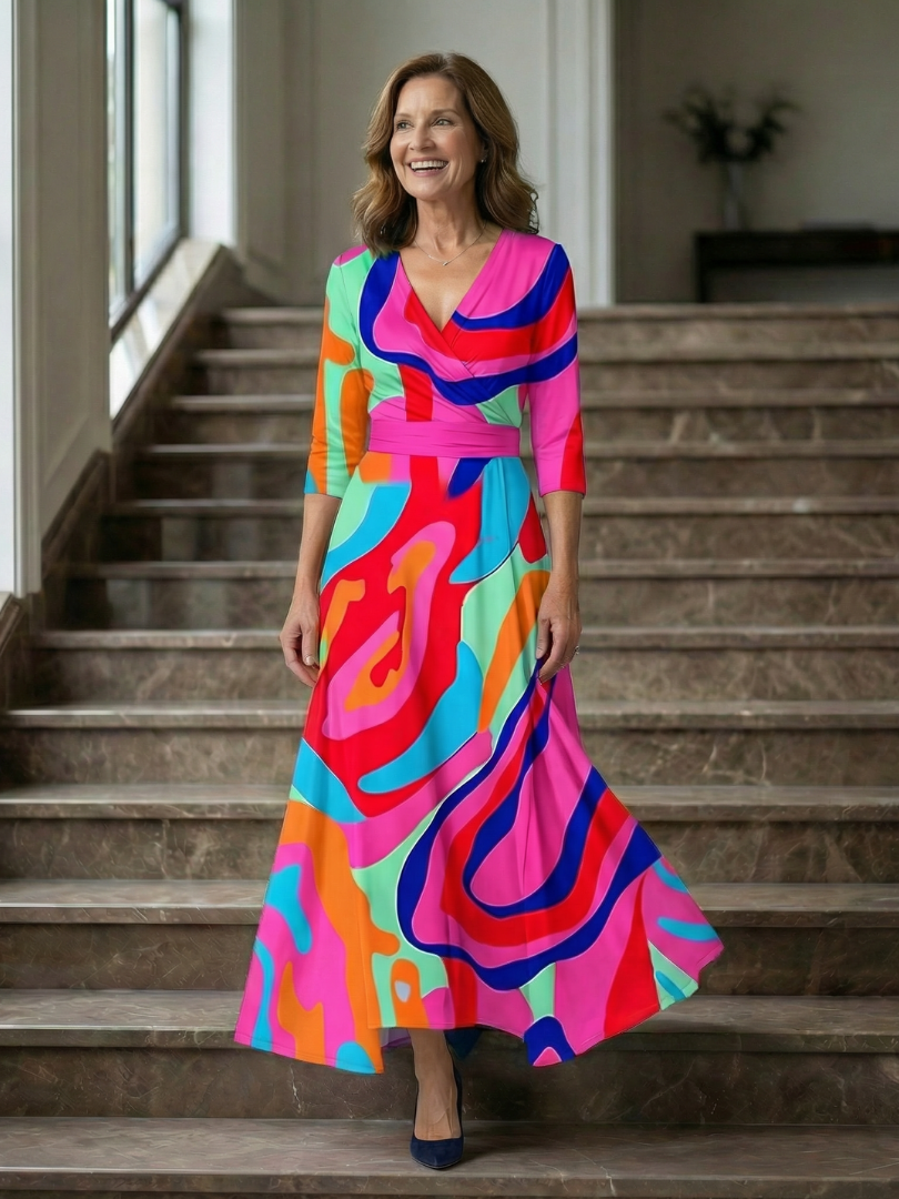Celine Cross Wrap Neck Midi Dress - Elena Harper