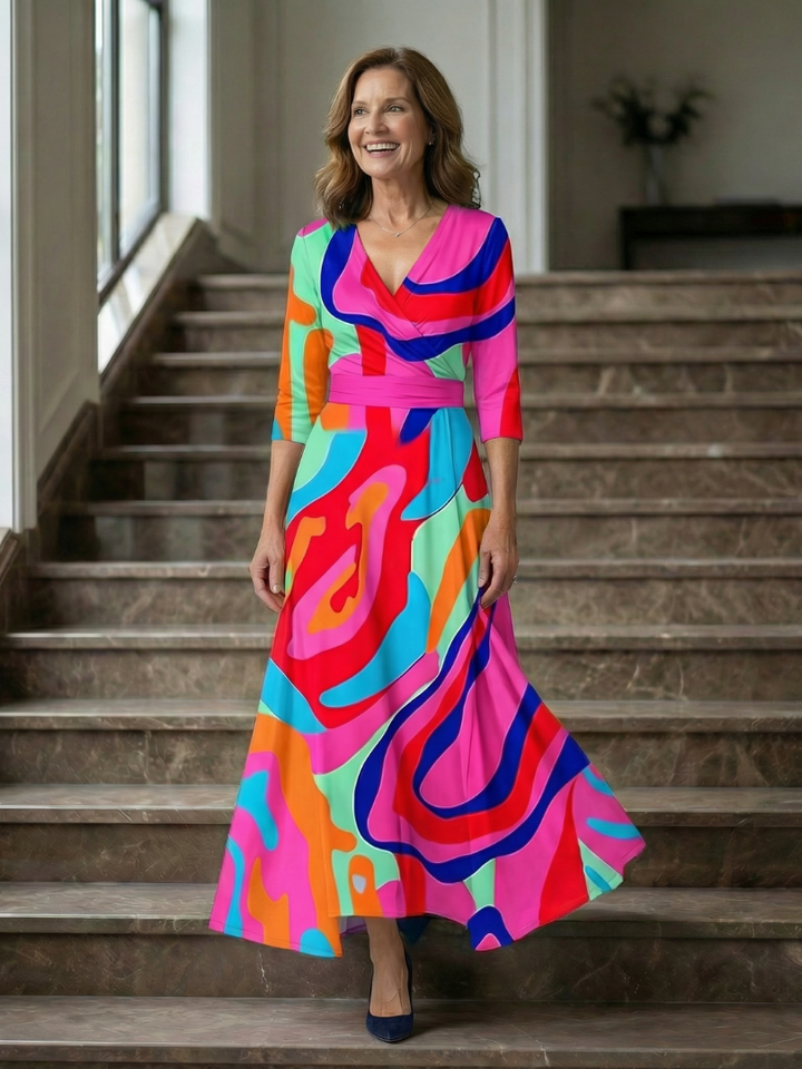 Celine Cross Wrap Neck Midi Dress - Elena Harper