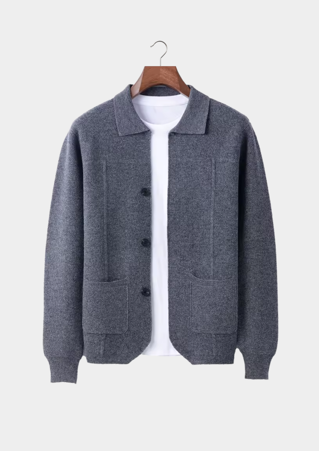 Emma & Rose merino wool button overshirt — premium knitwear