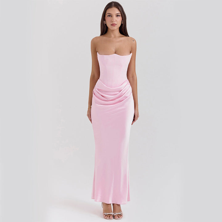Long Strapless Evening Dress with Open Back | Ideal for Spring and Summer