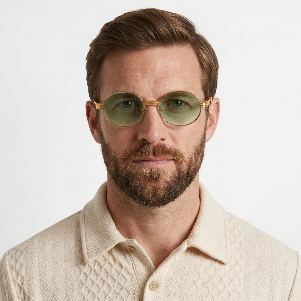 Vintage Round Wood Detail Sunglasses For Men