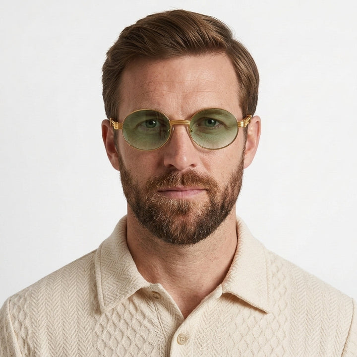 Vintage Round Wood Detail Sunglasses For Men