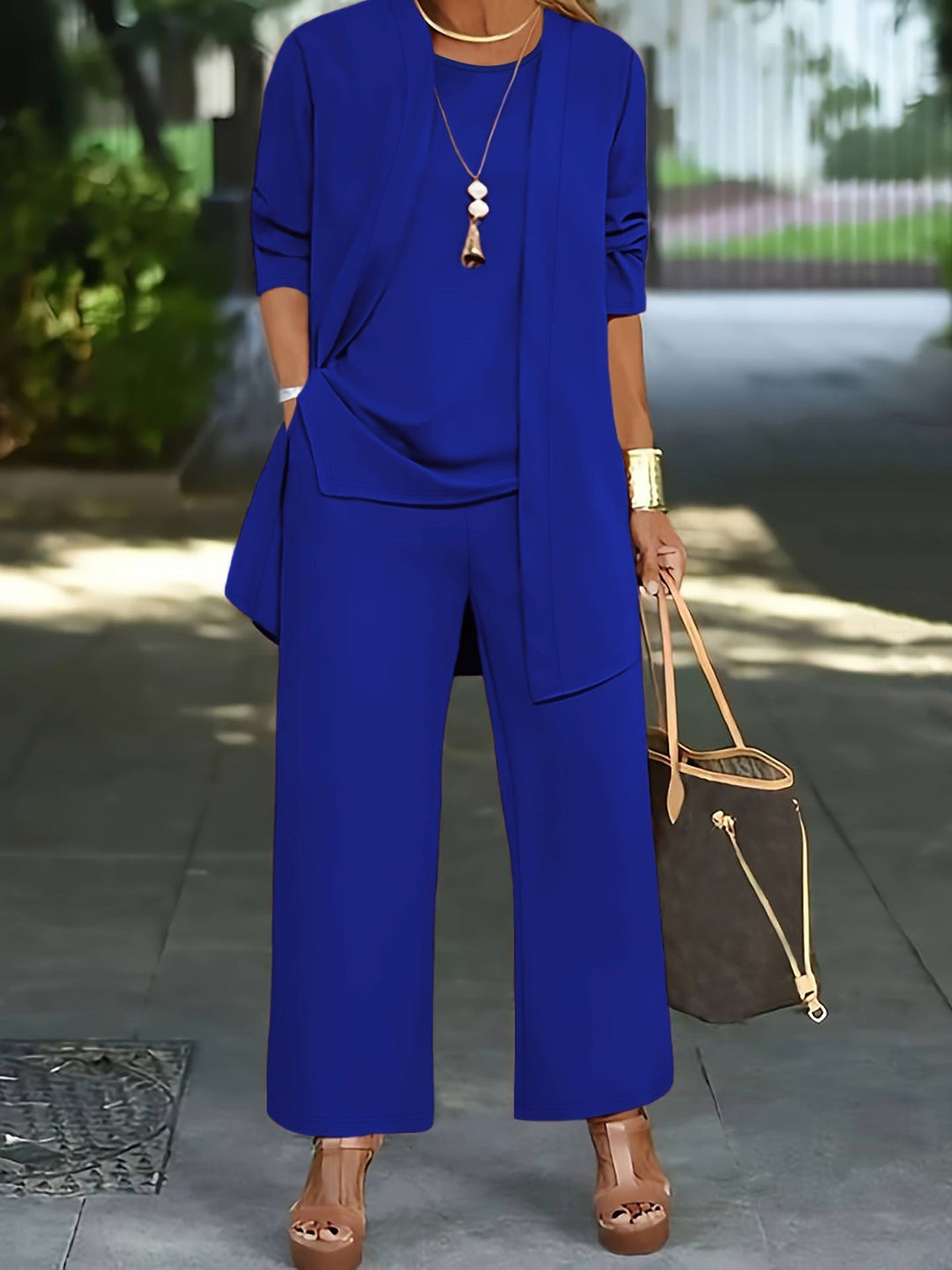 Women's Minimalist 3-Piece Vest, Blouse & Trouser Set, view 10 - Elena Harper