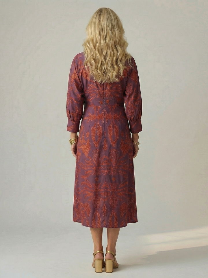 Natural Midi Wrap Dress for Women - Soft and Flattering