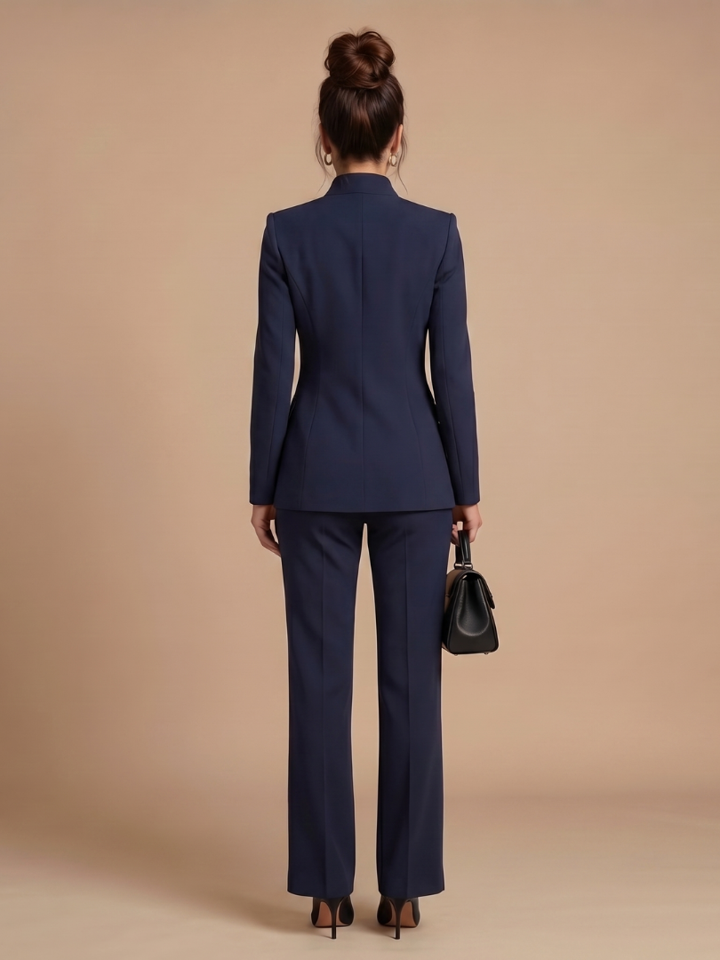 Delta Structured Stand Collar Tailored Suit - Elena Harper