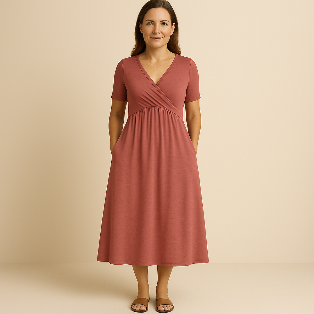 Bridgett Short Sleeve Dress, view 5 - Elena Harper