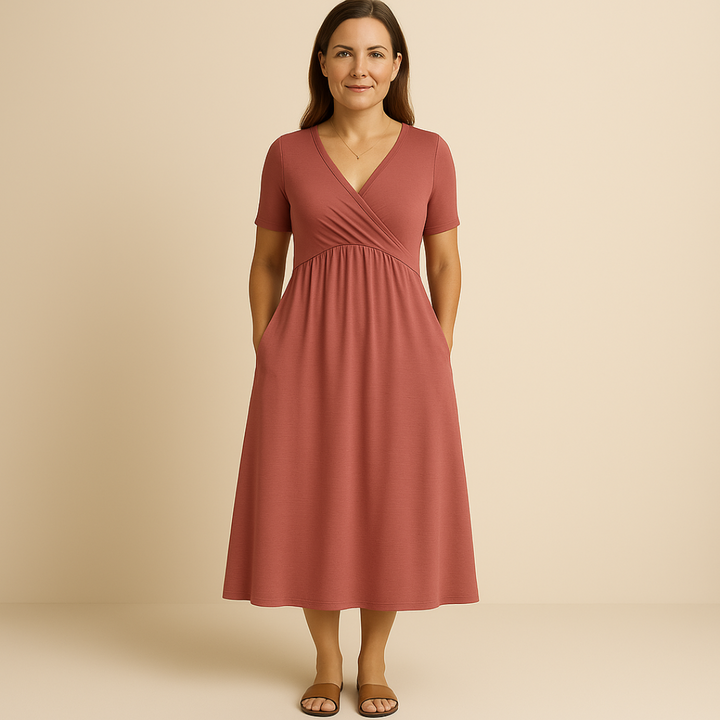 Bridgett Short Sleeve Dress, view 5 - Elena Harper