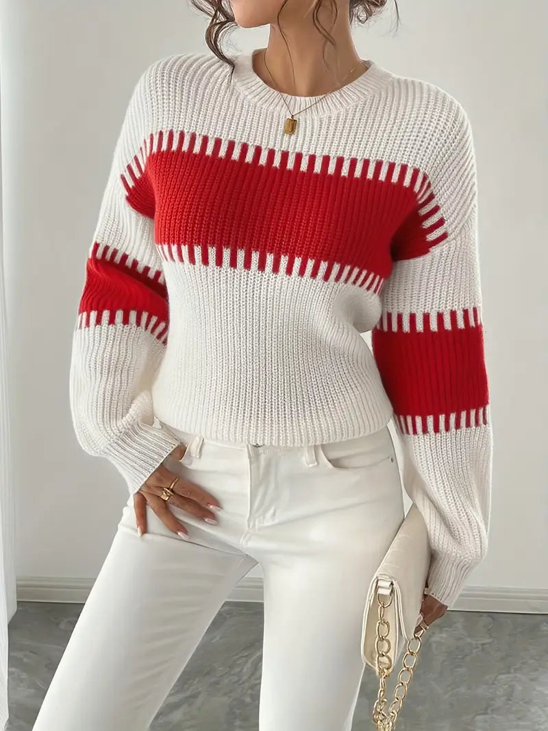 Gyneth Long-Sleeve Sweater with Round Neck - Elena Harper